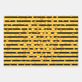 Bee Stripe Patronen Geel en Zwart met Hexagons Inpakpapier Vel (Voorkant 2)