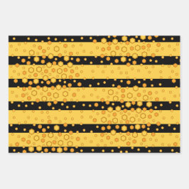 Bee Stripe Patronen Geel en Zwart met Hexagons Inpakpapier Vel