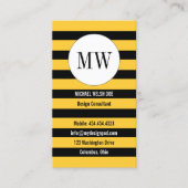 Bee Stripes Geel en Zwart met Monogram Visitekaartje (Voorkant)