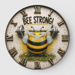 Bee Strong Funny Gym Motivational Fitness Decor Grote Klok