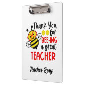 Bee Teacher Appreciation Gepersonaliseerde Klembor Klembord (Links)