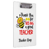 Bee Teacher Appreciation Gepersonaliseerde Klembor Klembord (Rechts)