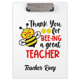 Bee Teacher Appreciation Gepersonaliseerde Klembor Klembord