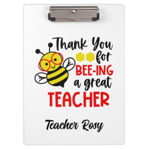 Bee Teacher Appreciation Gepersonaliseerde Klembor Klembord