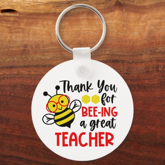 Bee Teacher Appreciation Sleutelhangers Gepersonal (Voorkant)