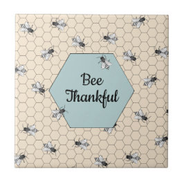 Bee Thankful Beehive Quote Turquoise Tegeltje