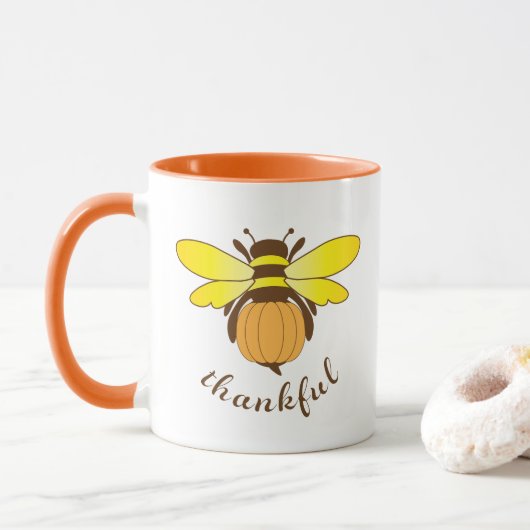 Bee Thankful Holiday Cup Mok (Met donut)