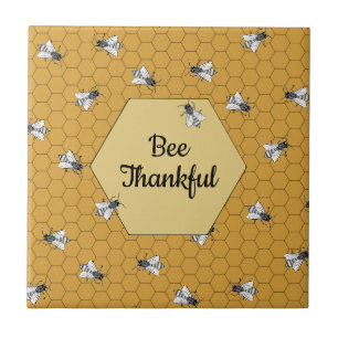 Bee Thankful Honey Bee Quotting Gold Tegeltje