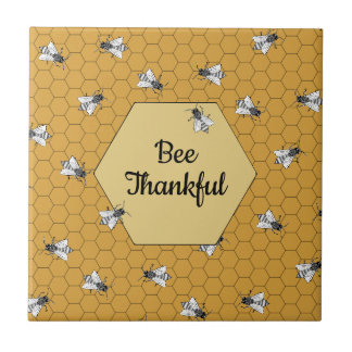 Bee Thankful Honey Bee Quotting Gold Tegeltje