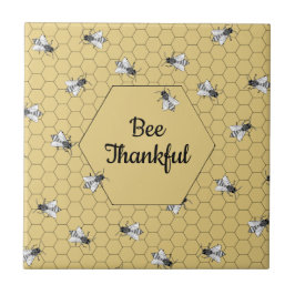 Bee Thankful Quote Light Amber Honeycomb Tegeltje