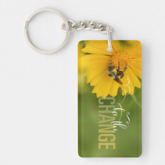 Bee the Change Rectangular Acrylic Keychain