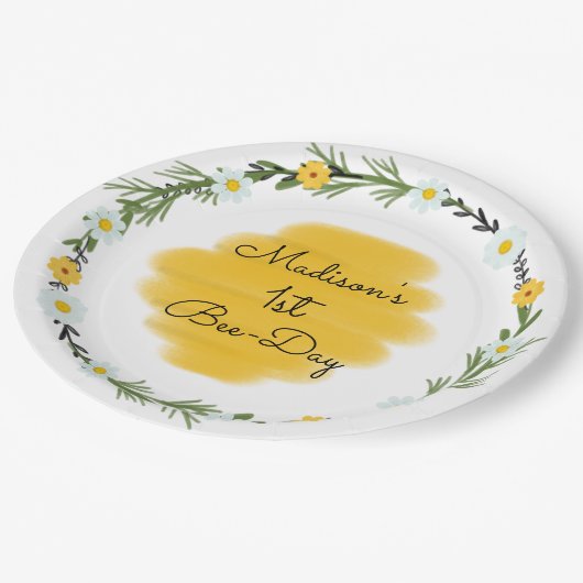 Bee Thema 1e Verjaardag Party Borden | bijendag Papieren Bordje (Gekanteld)