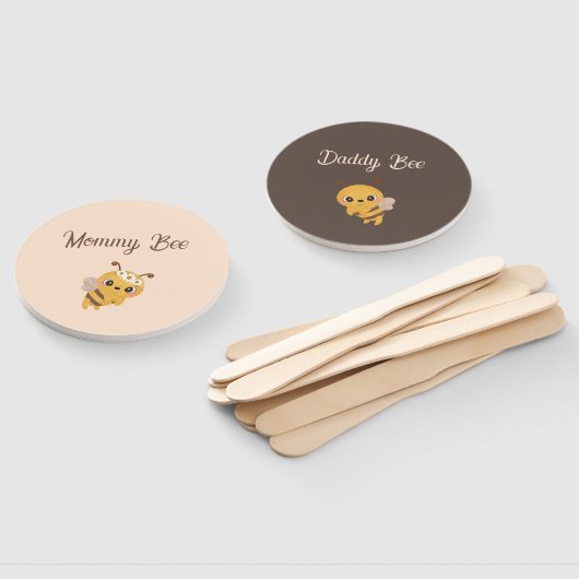 Bee Theme Baby shower Mammie en papaver Handwaaier (Niet-gemonteerd)