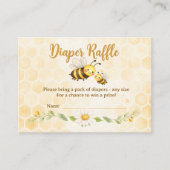 Bee Theme Diaper Raffle Baby Shower Visitekaartje (Voorkant)