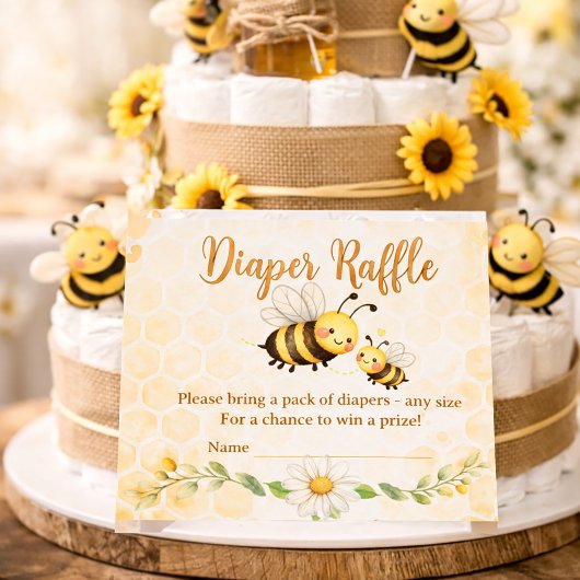 Bee Theme Diaper Raffle Baby Shower Visitekaartje