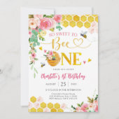 Bee Theme First Birthday Invitation Kaart (Voorkant)
