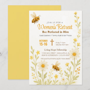 Bee Theme Gouden Bloemen Vrouwen Kerk Retreat Kaart