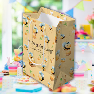 Bee-Theme Party Gelukkige Verjaardag Custom Naam Medium Cadeauzakje