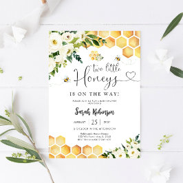 Bee Theme Twin Baby Shower Invitation Kaart