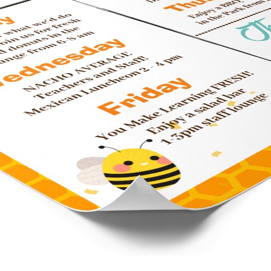 Bee themed Teacher Appreciation Week sjabloon Poster (Hoek)