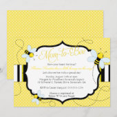 BEE THEMED - Uitnodiging tot Baby shower - Mam tot (Voorkant / Achterkant)