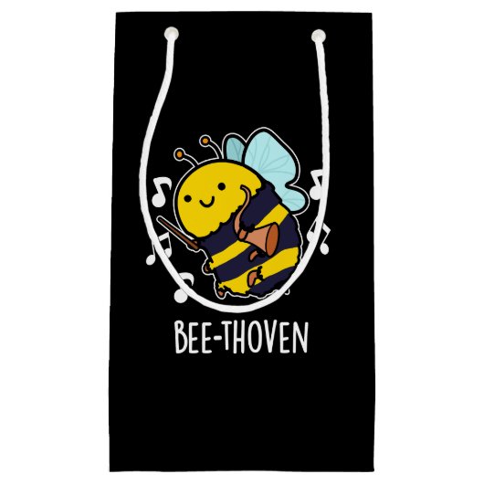 Bee-thoven Funny Music Bee Pun Dark BG Klein Cadeauzakje (Voorkant)