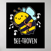 Bee-thoven Funny Music Bee Pun Dark BG Poster (Voorkant)