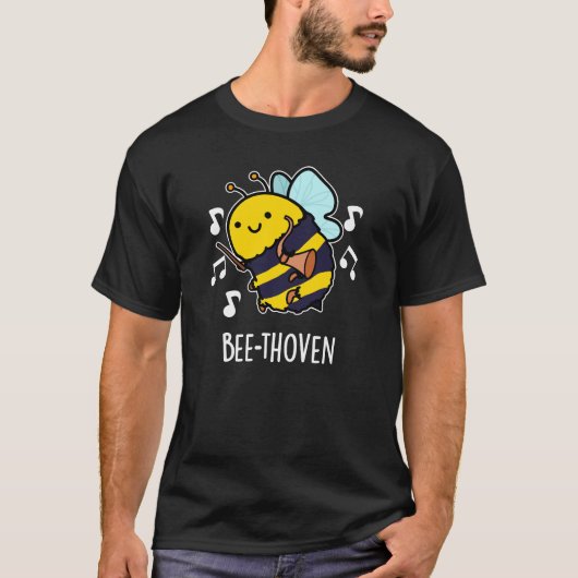 Bee-thoven Funny Music Bee Pun Dark BG T-shirt (Voorkant)