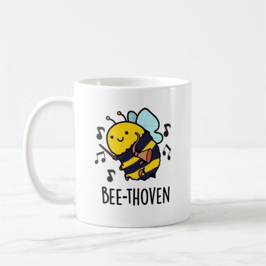 Bee-thoven Funny Music Bee Pun Koffiemok (Links)