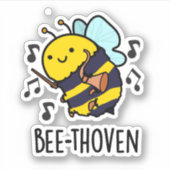 Bee-thoven Funny Music Bee Pun Sticker (Voorkant)