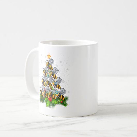 Bee Tree Christmas Funny Bee Christmas Lover T-Shi Koffiemok (Voorkant links)