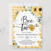 Bee Two Honey Bee 2nd Birthday Invitation Kaart (Voorkant)