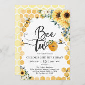 Bee Two Honey Bee 2nd Birthday Invitation Kaart (Voorkant / Achterkant)