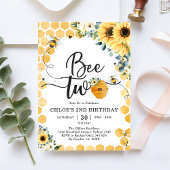 Bee Two Honey Bee 2nd Birthday Invitation Kaart