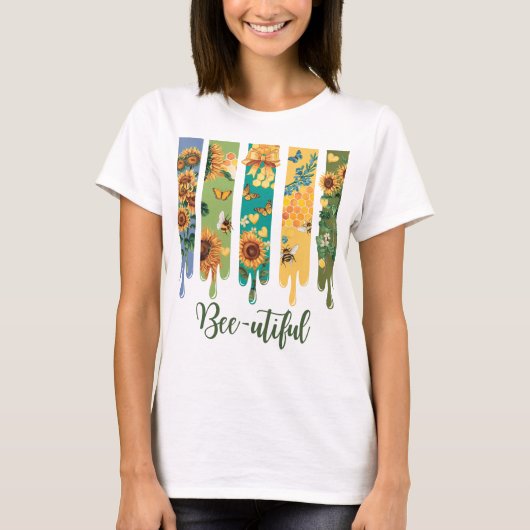 Bee-utiful Spring Art - Kleurrijke Paint Drip Desi T-shirt (Voorkant)
