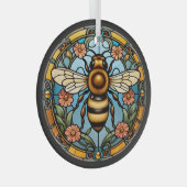 Bee-utiful Stained Glass Honeybee  Glas Ornament (Voorkant Rechts)