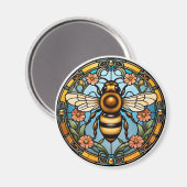 Bee-utiful Stained Glass Honeybee  Magneet (Voorkant / Achterkant)