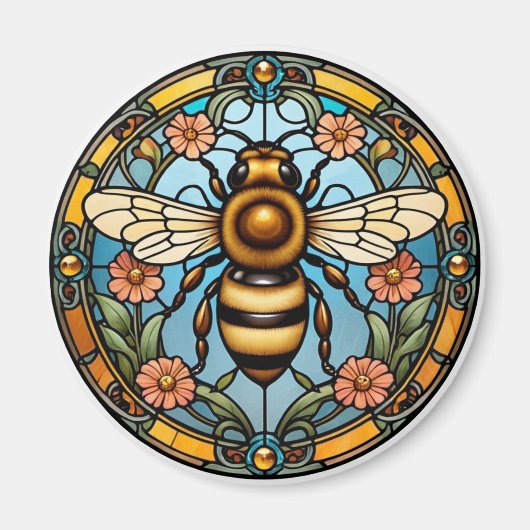 Bee-utiful Stained Glass Honeybee  Magneet (Voorkant)