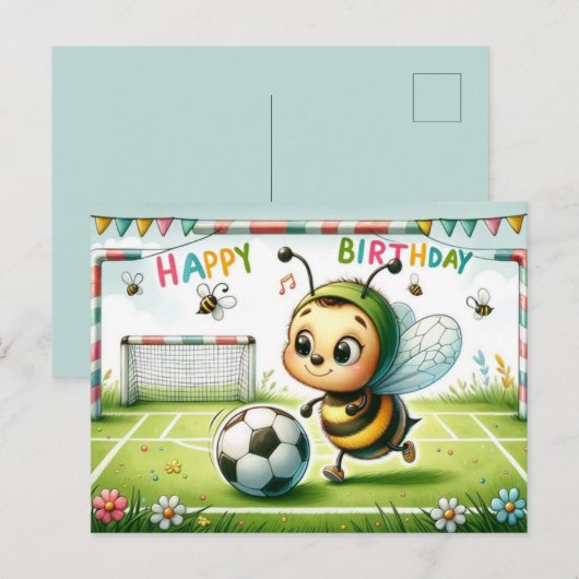 Bee-utiful verjaardag voetbalkaart - schattig briefkaart (Voorkant / Achterkant)