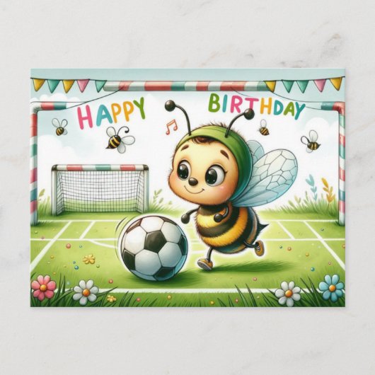 Bee-utiful verjaardag voetbalkaart - schattig briefkaart (Voorkant)
