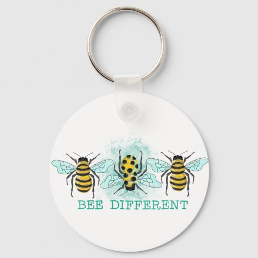 Bee Verschillende bijenborst Sleutelhanger (Voorkant)