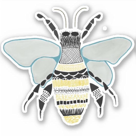 Bee Vinyl Cut Sticker Zen Doodle (Voorkant)
