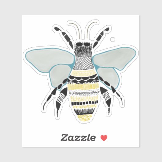 Bee Vinyl Cut Sticker Zen Doodle (Vel)