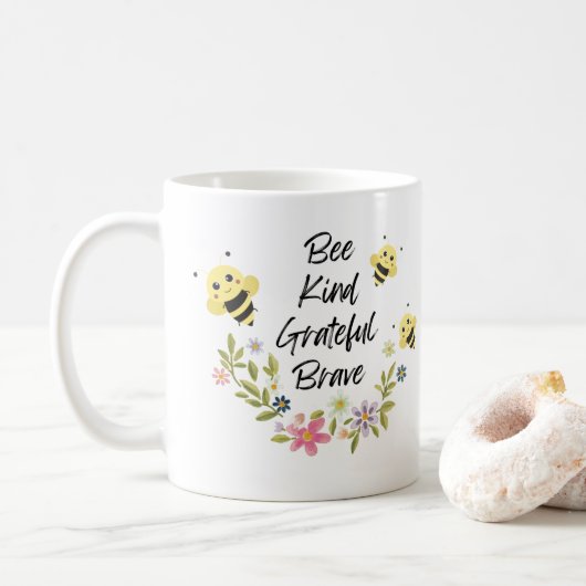 Bee vriendelijk dankbaar dapper koffiemok (Met donut)