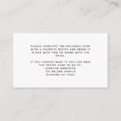 Bee Vrijgezellenfeest Recipe Request Enclosure Car Informatiekaartje (Achterkant)