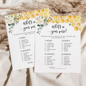 Bee Wat zit er in je paarse baby shower game