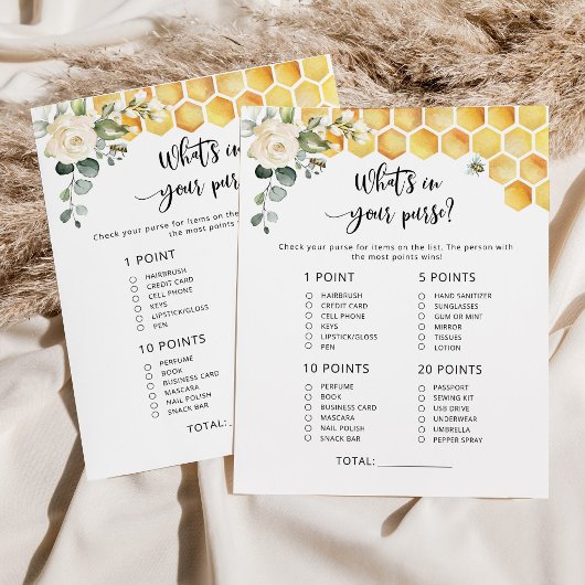 Bee Wat zit er in je paarse baby shower game