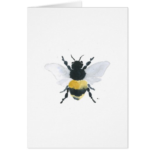 Bee Waterverf Print Wenskaart (Voorkant)