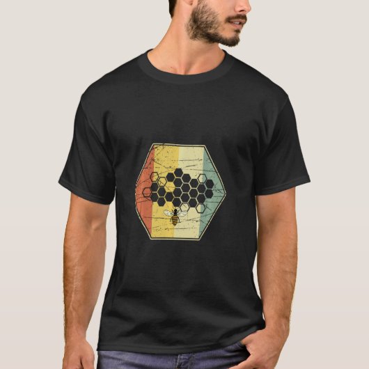 Bee Whisperer Honeycomb Retro Bijenkast T-shirt (Voorkant)