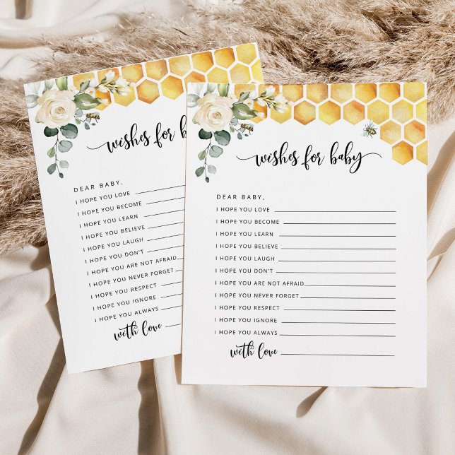 Bee wil een baby kaart. Zoete wensen voor kleine b (Creator heeft geüpload)